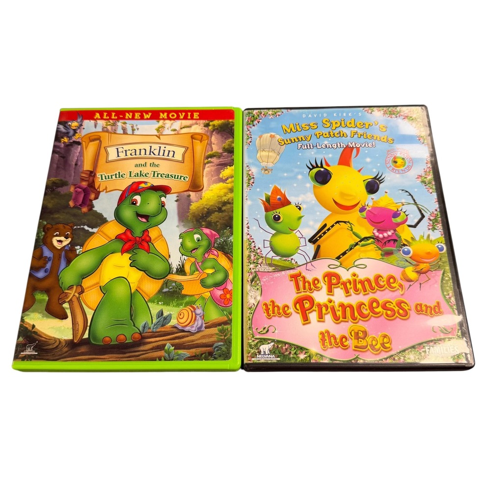 Franklin Turtle Lake Treasure & Miss Spider Prince Princess Bee DVD Lot Bundle